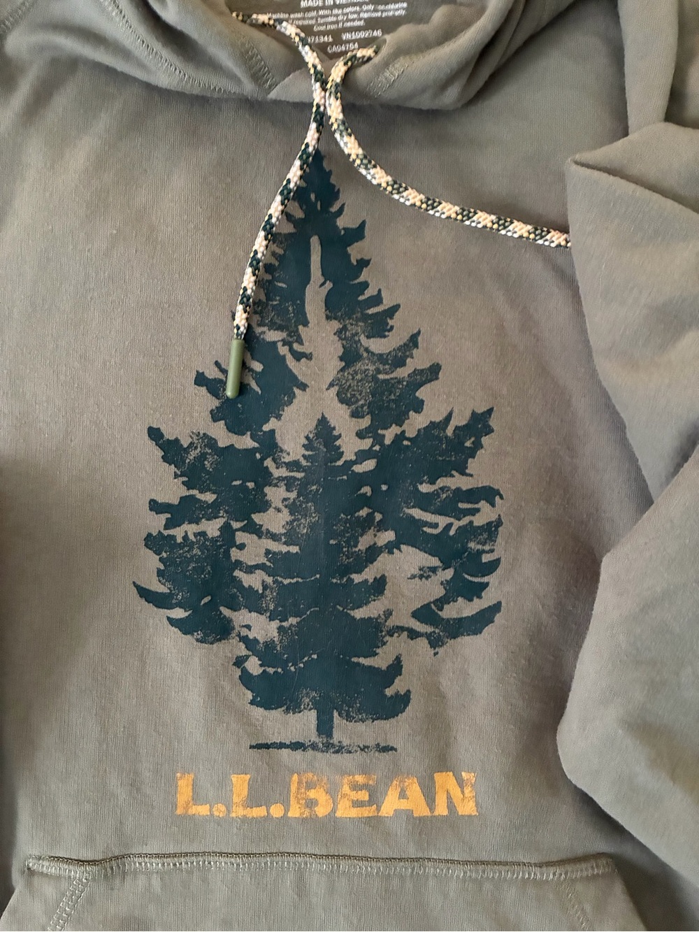 L.L. Bean Olive Green Hooded Sweater with Tree Graphic - Picture 2 of 2